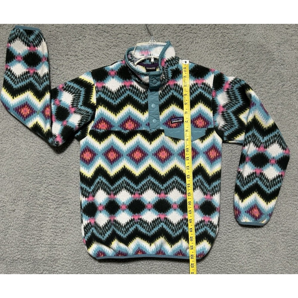 Patagonia Synchilla Youth Girls Large‎ Lightweight Aztec Snap-T Fleece Pullover - Picture 8 of 14